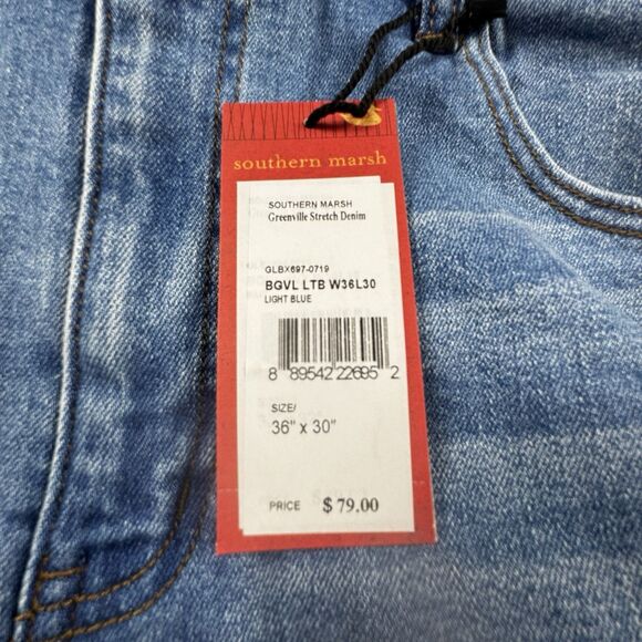 NWT Southern Marsh Greenville Stretch Denim Jeans Men 36x30 Light Blue - Picture 6 of 10